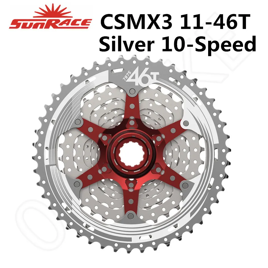 CSMX3 11-46T Silver Sunracing CSMX3 toda la serie кассета 10 скоростей 10 скоростей 10 скоростей 11-46T CSMZ3 маховик 10 S Звездочка совместима с Shimano SRAM - Цвет: CSMX3 11-46T Silver