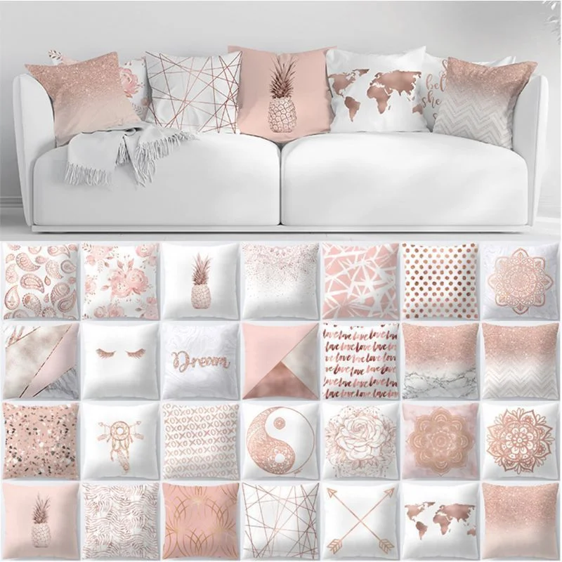 

Rose Gold Geometric Decorative Pillow Cushion Cover Pillowcase for Sofa Polyester Pillow Covers Home Decor Cushion Cover 45*45cm