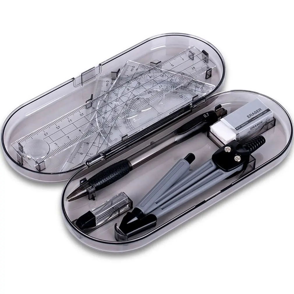 

8pcs Special Ruler Set For Student Drawing Triangle Ruler Compass Set Multi-function Ruler Set Portable Learning Stationery