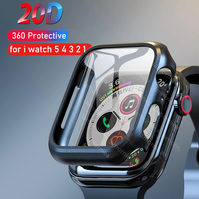 Закаленное стекло с полным покрытием 360 для Apple Watch 44 мм 38 42 40 серия 5 4 3 2 защита