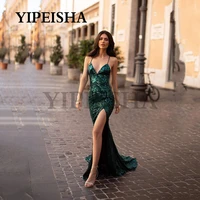 sexy v neck front high split evening dresses backless glittery sequined spaghetti strap prom gown vestidos de fiesta %d9%81%d8%b3%d8%a7%d8%aa%d9%8a%d9%86 %d8%a7%d9%84%d8%b3%d9%87