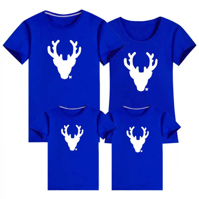 Рождественская семейная одежда футболка с рождественским мультяшным оленем для
