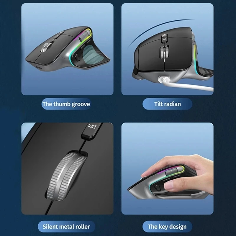 Беспроводная мышь KuWFi bluetooth 2 4 + ГГц два режима USB игровая эргономичная