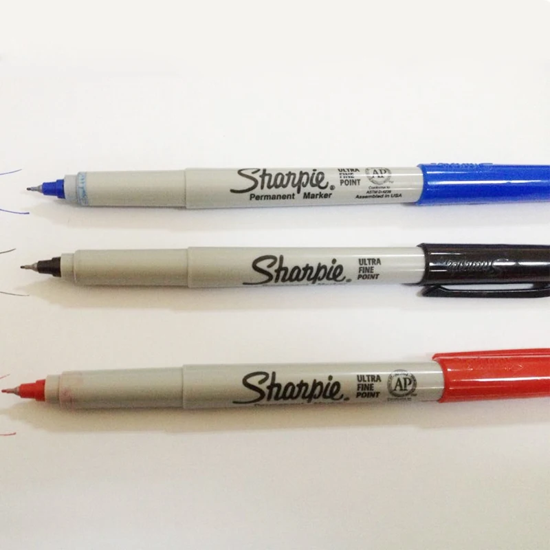 Sharpie 37002 Permanent Marker Ultra Fine Point Oil Waterproof Ink Black Blue Paint Pen Sharpies Markers Pens | Канцтовары для