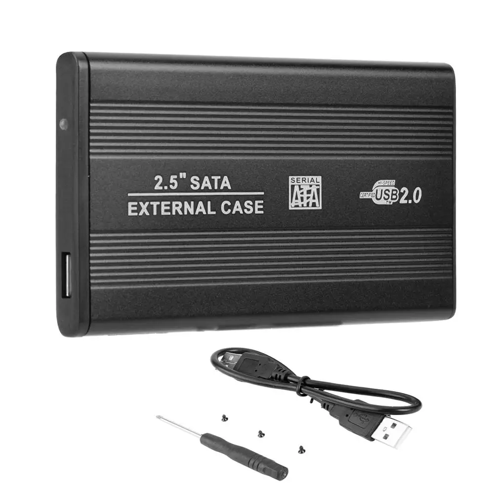 2,5 дюймов USB 2,0 SATA HDD Box Жесткий диск чехол Алюминий сплав Портативный SSD жесткий диск HDD Чехол USB2.0 внешний жесткий диск Корпус чехол