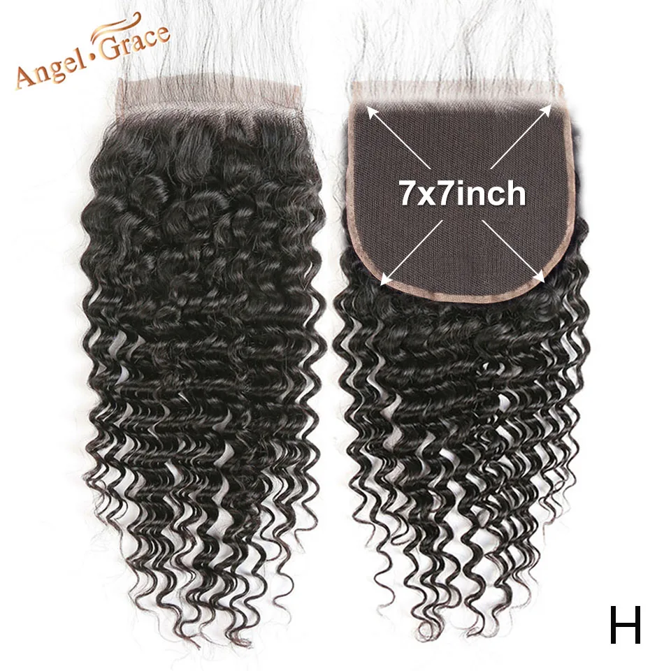 

Волосы Angel Grace 7x7, бразильские волосы с глубокой волной, кружевная застежка, естественный цвет, 8-20 дюймов, наращивание волос Реми