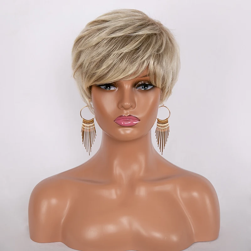 GRES блонд боб парик с челкой смешанные цвета короткие женские парики