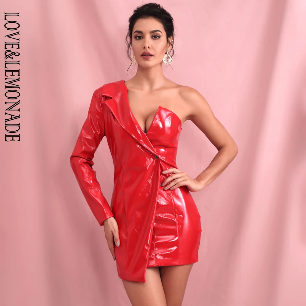 Женское блестящее мини платье LOVE & LEMONADE Красное Облегающее вечернее из