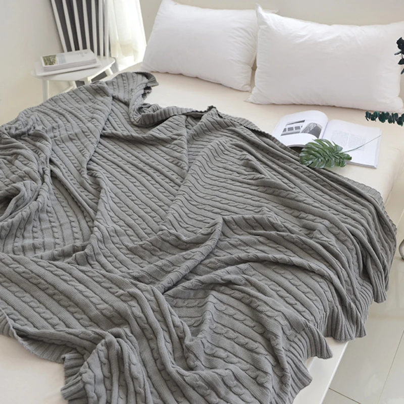 

Nordic Throw Blanket Knitted Blankets for Beds Bedspread Bedding Knitted Blanket Air Conditioning Comfy Weighted Blanket