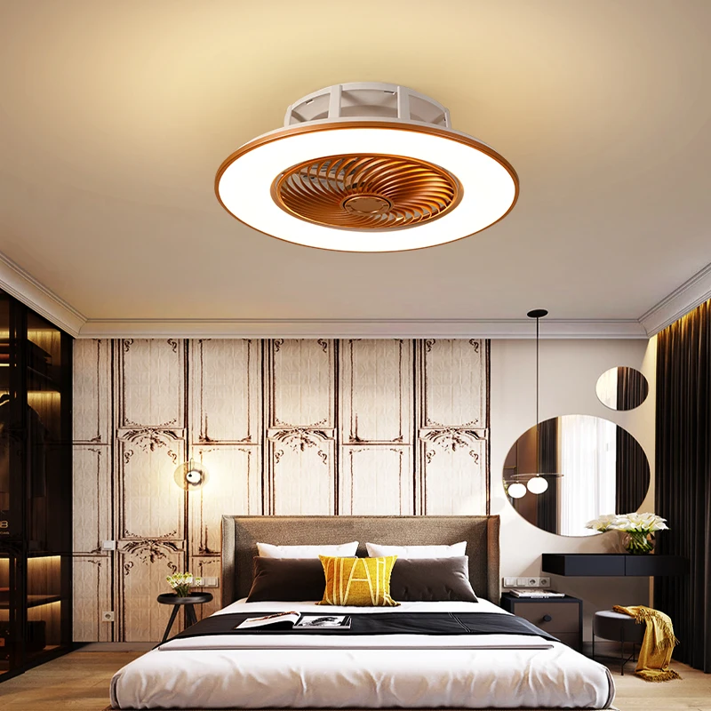 

European simple modern ceiling fan lamp dining room bedroom study living room quiet thin invisible decorative ceiling lamp