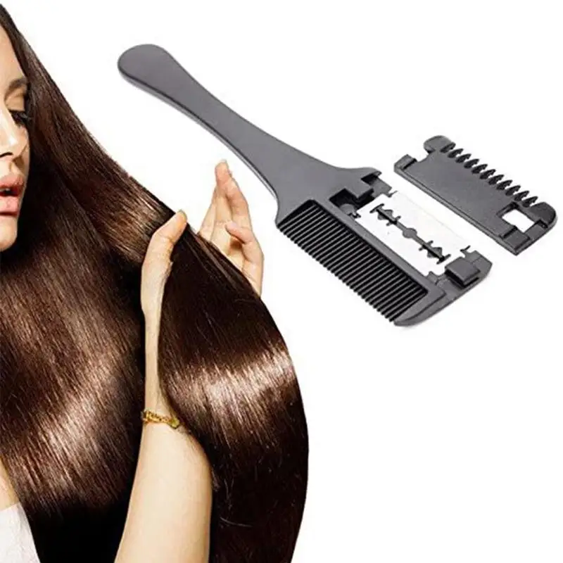 1 шт. расческа для стрижки волос с черной ручкой щетки бритвой резки истончение