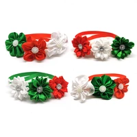 3050pcs christmas style shiny rhinestones flower pet dog bowties holiday accessories pet neckties dog pet grooming supplies