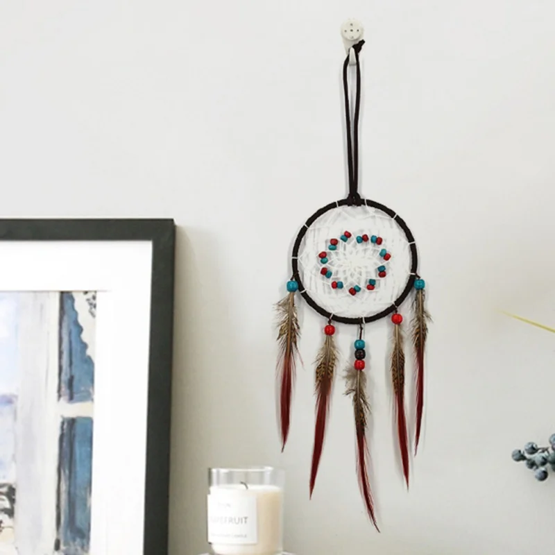 Подвесной белый кружевной цветок Ловец снов колокольчики Индиана перо подвеска