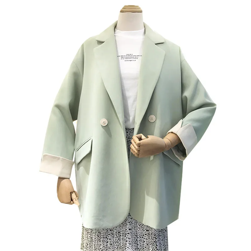 Пиджак женский однотонный с длинным рукавом свободный Повседневный топ