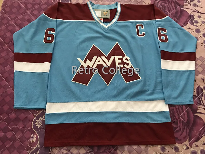 

RARE Waves Gordon Bombay Retro throwback MEN'S Hockey Jersey Embroidery Stitched Customize any number and name