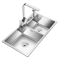 stainless steel kitchen hand made double slot kitchen sink set thickened 1 3mm dishes kitchens sink with knif shelf aqd89