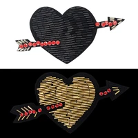 large bead on applique love heart embroidery patches for clothing cute motif iron on patch diy badge garment decoration