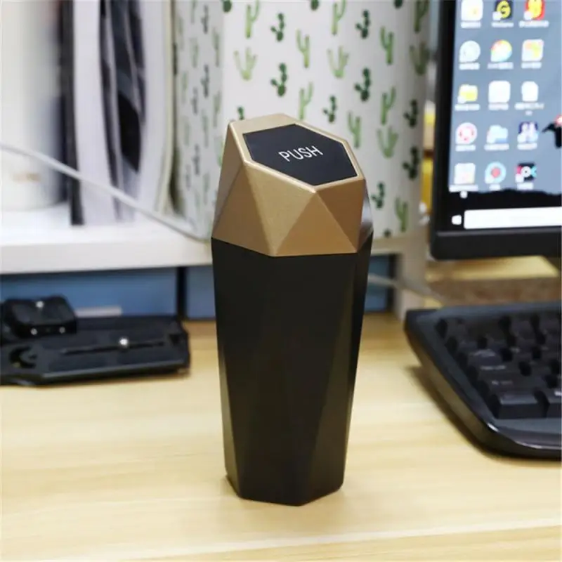 Mini Car Trash Can With Lid Dustbin Diamond Design Leakproof Vehicle Bin Garbage For Automotive Home | Автомобили и мотоциклы