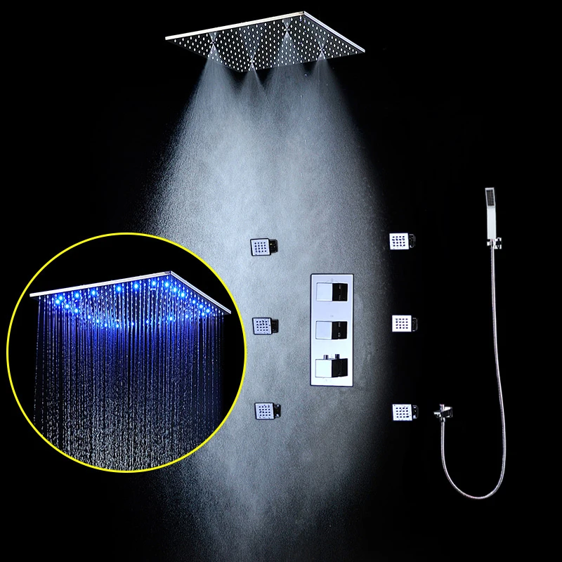 Современный потолочный светодиодный смеситель для душа набор термостатических