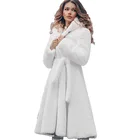 Женское пальто из искусственного меха, новинка 2022, зимняя модная теплая шуба средней длины с капюшоном, женское меховое пальто, женское меховое пальто NBH359