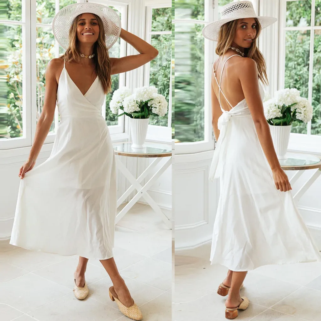 Женское летнее платье больших размеров на каждый день без рукавов v образный