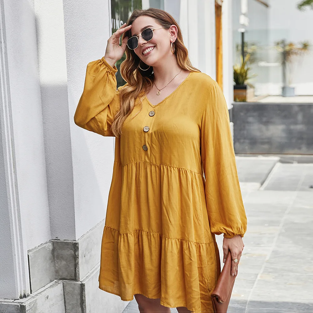 Платье WHZHM на пуговицах для женщин элегантное лоскутное платье с длинным рукавом