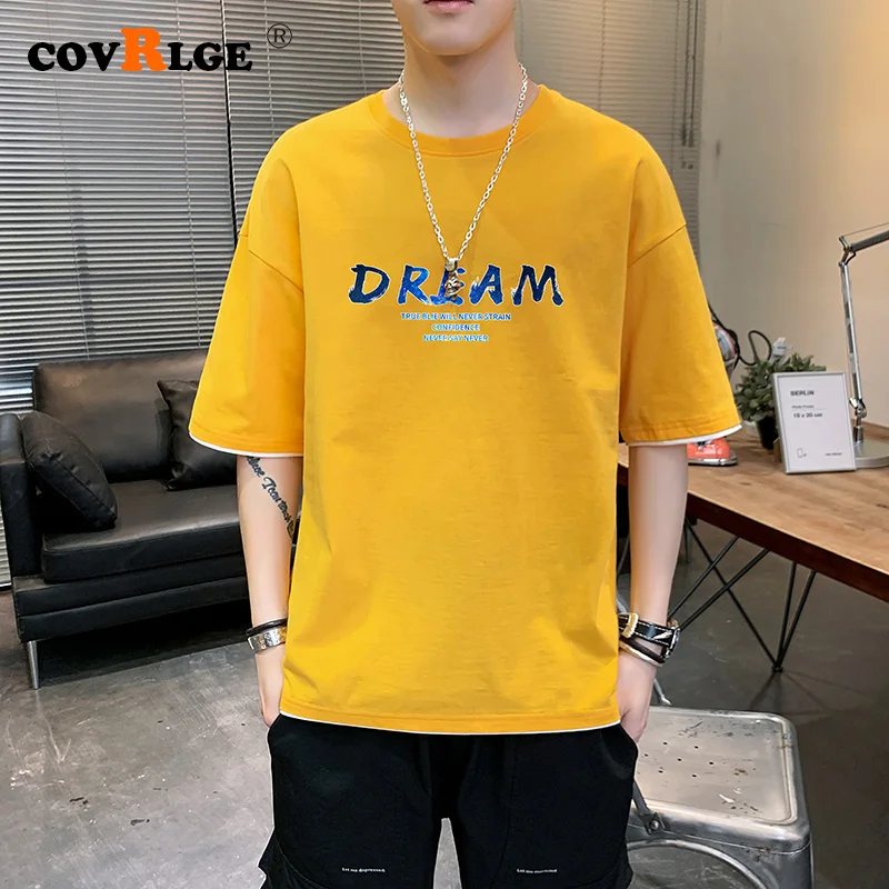 

Men's Cotton T-shirt Word Printing Men's Basic Top Summer Casual Fabric Fashion t shirt 12 Colors Streetwear Size 4XL MTS551