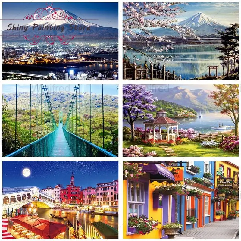 

5D DIY Diamond Painting Cross Stitch Scenic Landscape Diamond Embroidery Kits Picture Of Rhinestone Home Decoration Mural Gift