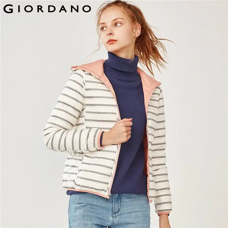 Giordano женский Реверсивный пуховик с капюшоном