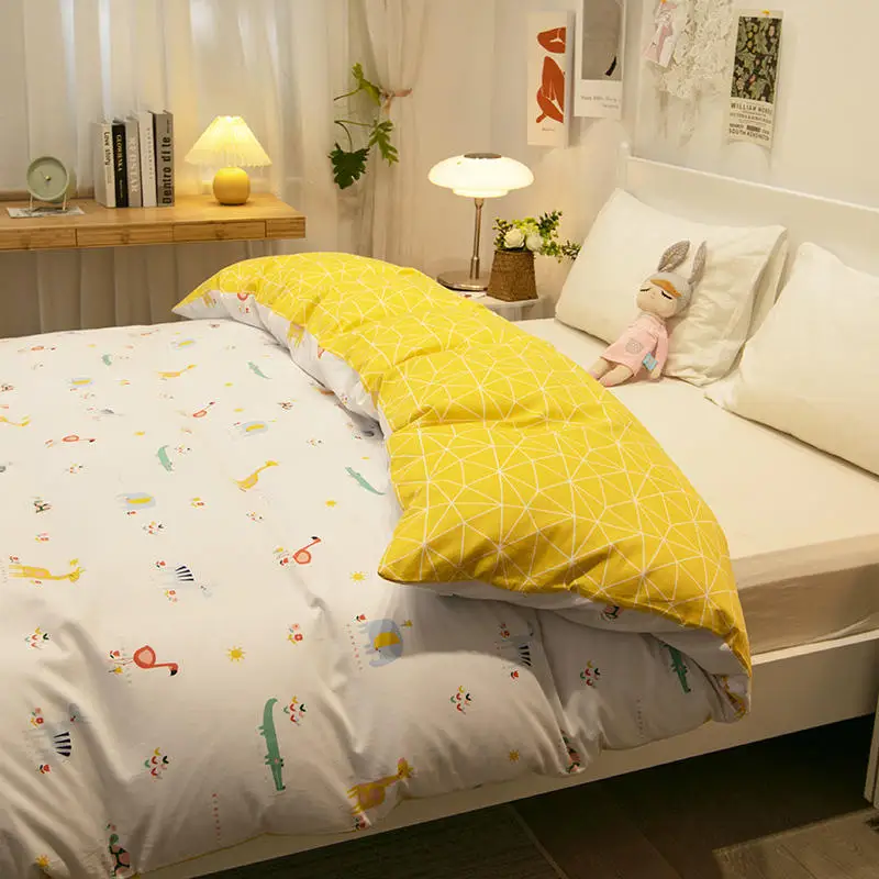 Пододеяльник для детей однотонное покрывало с рисунком фламинго пододеяльник