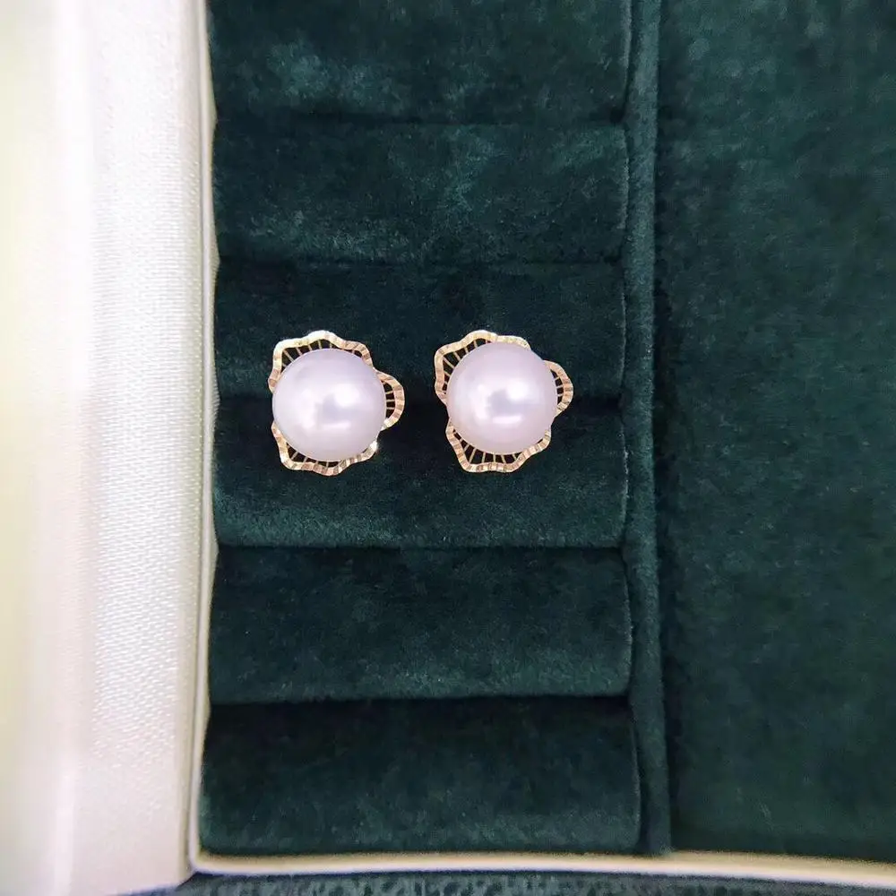 

Серьги женские из 18-каратного золота с морским жемчугом, 7-7,5 мм