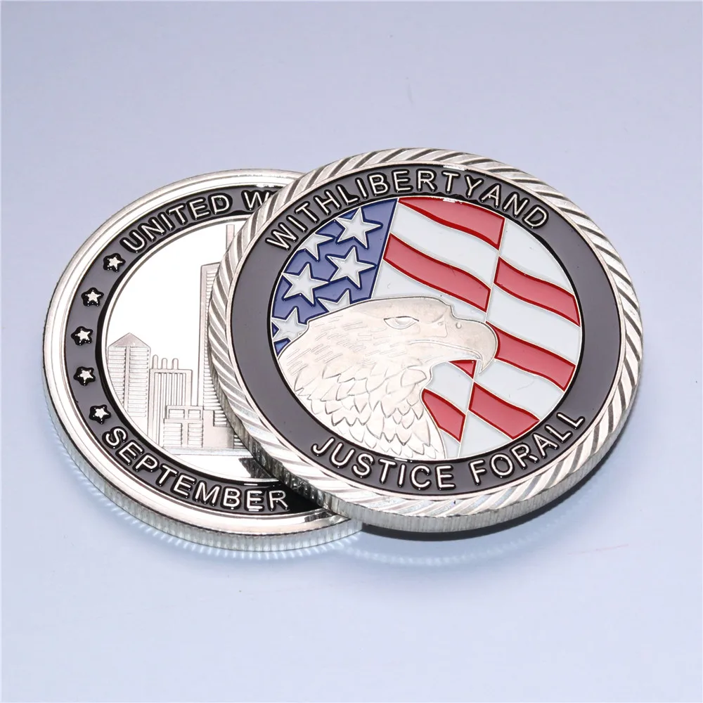 

20pcs/lot The USA Freedom 911 coins world trade center building Remember gold plated coin as souvenir coin gift