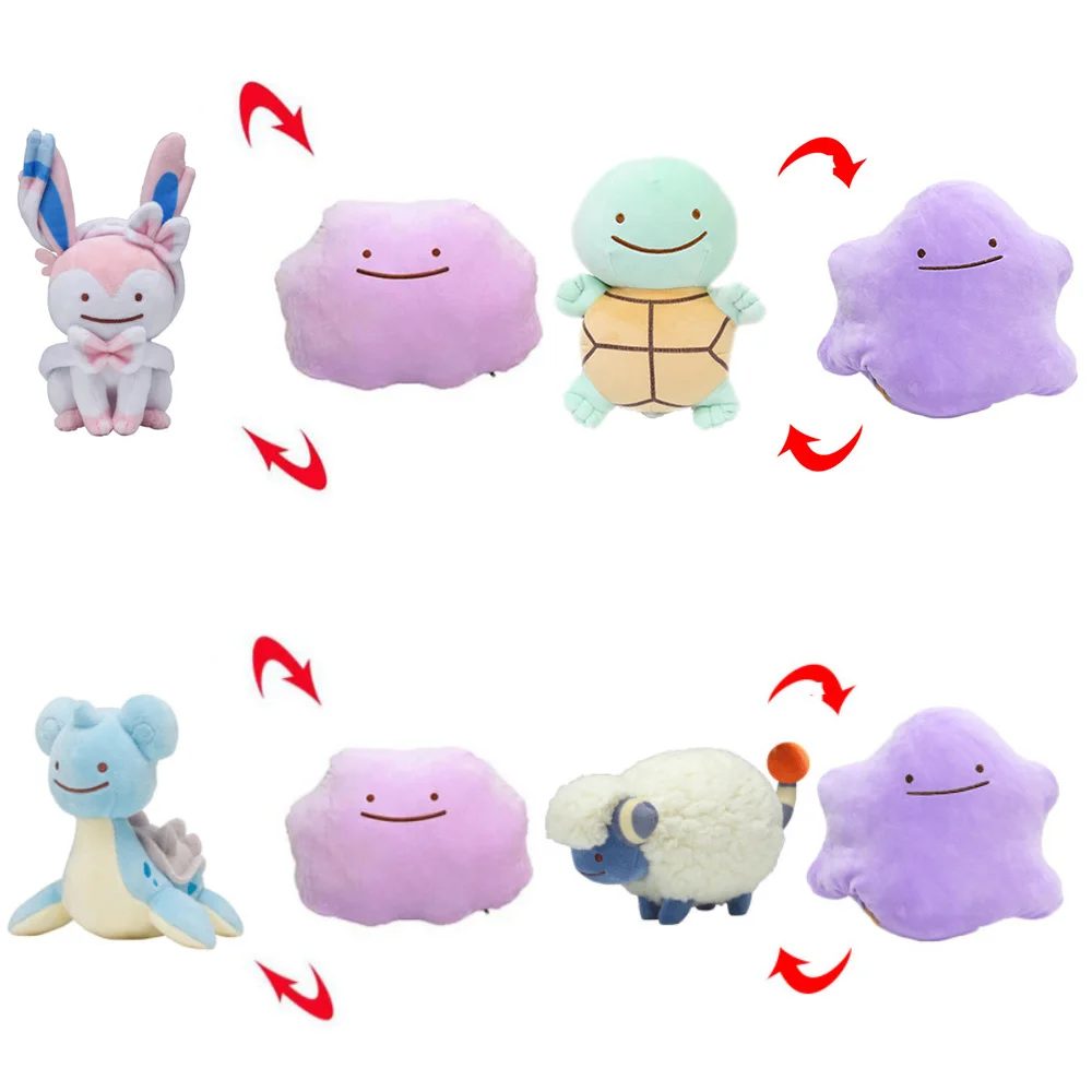Ditto Подушка трансформер Mareep Squirtle Sylveon Lapras Плюшевая Кукла kawaii мягкие игрушки для