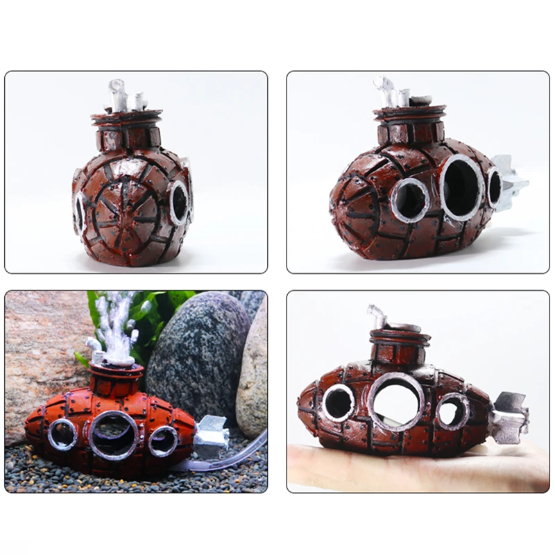 Аквариум подводная лодка корабль воздушные пузырьки украшение для аквариума