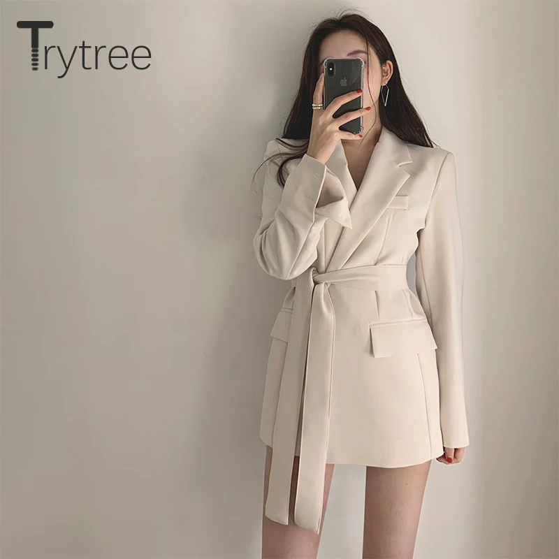 Trytree 2020 осенне зимнее женское повседневное пальто кардиган с отложным воротником