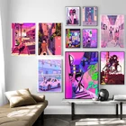 Аниме Ретро эстетический постер в стиле 80-х годов vaporwave, маска, девушка, обои, живопись, настенное искусство, украшение, кавайное украшение комнаты, Холщовый постер