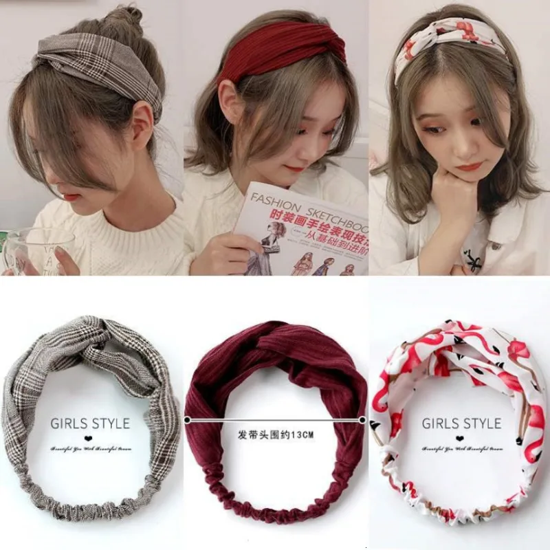Элегантный Эластичный ободок для волос женщин 60 видов ретро широкий край печать