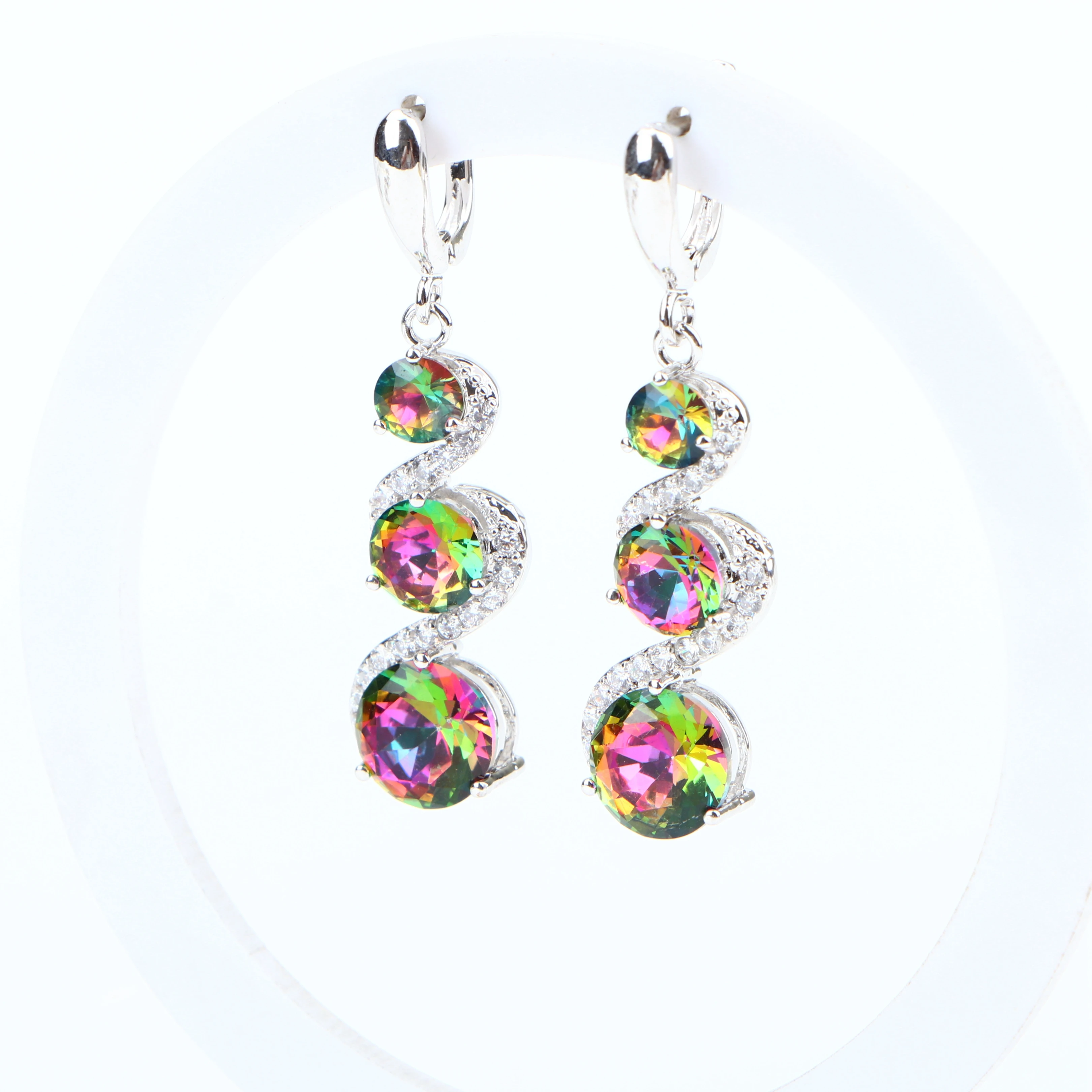 Женский Свадебный комплект из серебра 925 пробы с натуральным цирконием серьги