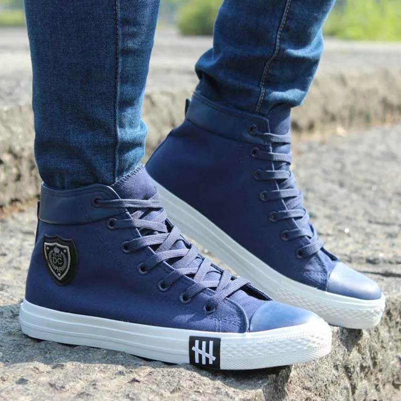 

Men Casual Shoes Sneakers Breathable High Top Canvas Shoes Men Espadrilles Fashion White Lace-Up Men Shoes Flat Zapatos Hombre