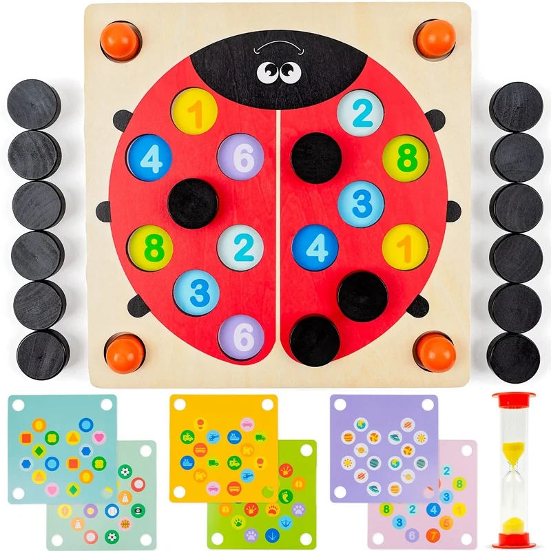 

Memory Game for Fun Engaging Learning 6 Different Games with Hourglass Ladybug Toy for Kids