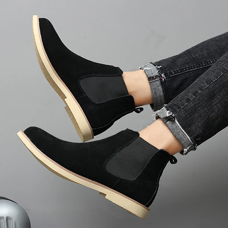 Men Chelsea Boots Ankle Cow Suede Genuine Leather Shoes Men Boots Autumn Winter Boots Chelsea Boots Men Botas De Invierno