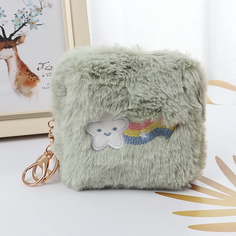 

Winter Rex Rabbit Fur Keychain Change Purse Beautiful Charm Key Chain Women Girl Bag Pendant Keyring Friends Gift