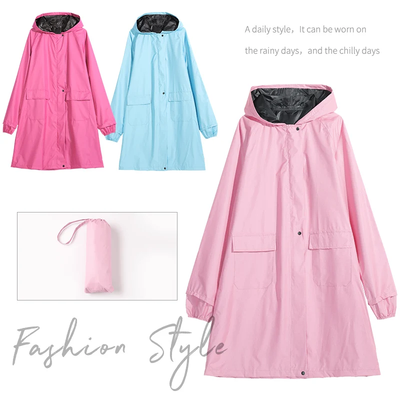 Модный женский дождевик накидка-пончо с капюшоном и карманами водонепроницаемый