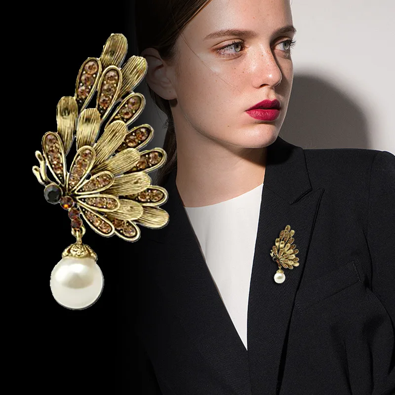 Новинка Винтажная брошь в виде животного бабочки Кристалл Стразы Жемчуг булавка