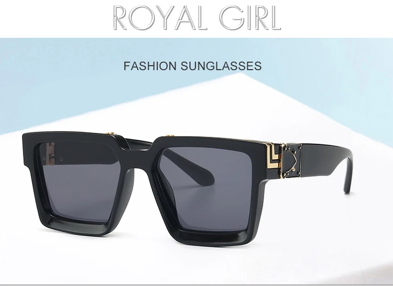 Новые квадратные модные солнцезащитные очки ROYAL GIRL, брендовые дизайнерские солнцезащитные очки унисекс с пластиковой металлической оправой ss359