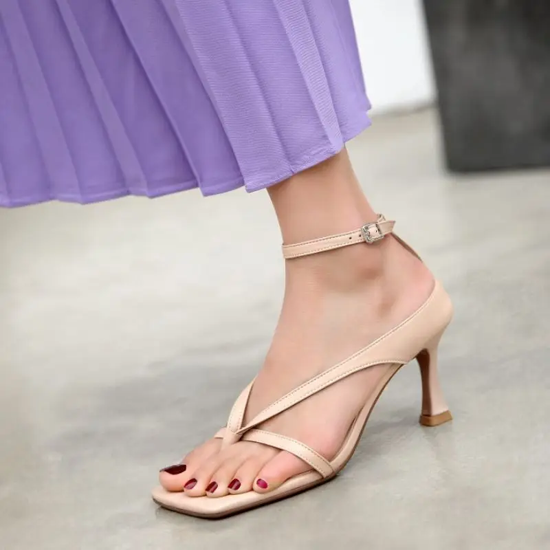 

RIZABINA Women Sandals Shoes Fashion Metal Buckle Solid Color Shoes Women New Design Strange High Heels Footwear Size 34-39