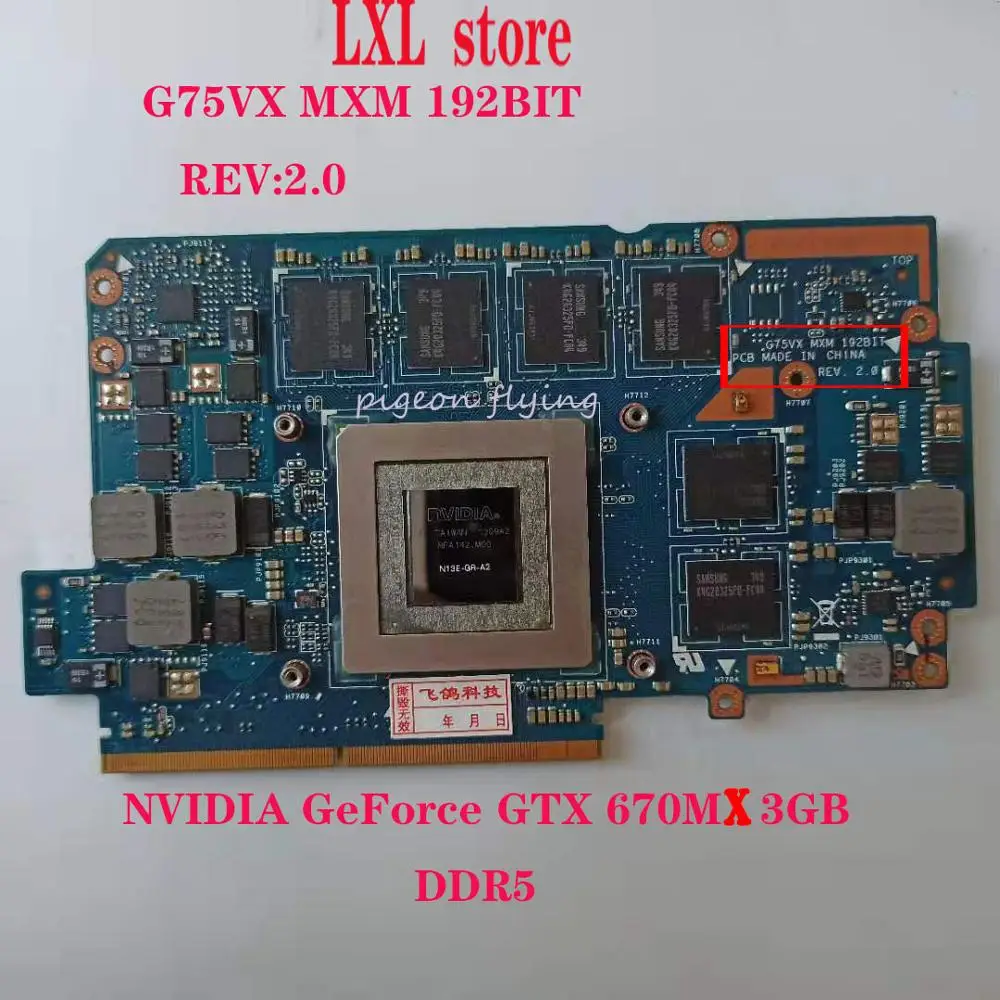

Видеокарта G75VX MXM 100% бит для ноутбука ASUS G75VX G75 Видеокарта GTX 670MX N13E-GR-A2 DDR5 3 ГБ тест ОК