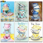 Алмазная вышивка квадратнойкруглой формы, цветная чайная чашка, серия стразы, мозаика, вышивка крестиком, Декор, подарок TY03