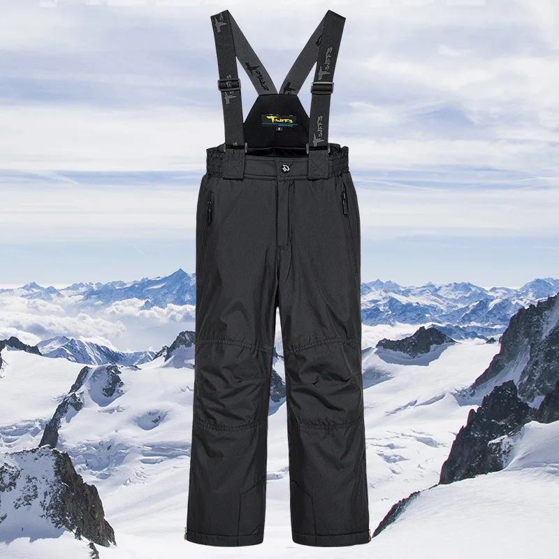 Children's Bib Waterproof Padded Jackets Veneer Double-board Ski Pants for Boys and Girls Warm Cotton Trousers
