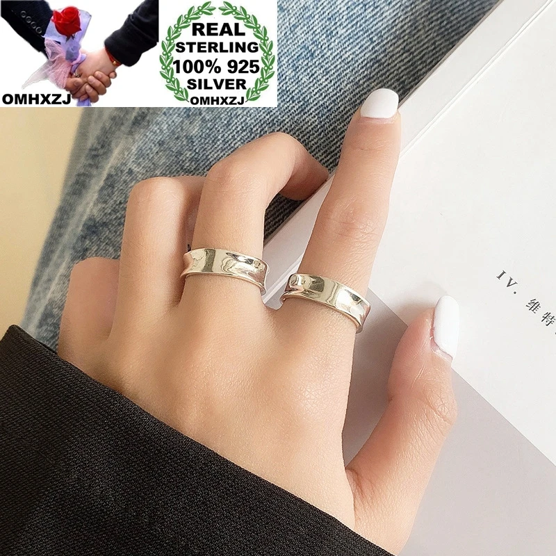 

OMHXZJ Wholesale HC12 European Fashion Fine Woman Girl Birthday Party Gift Vintage Irregular 100% 925 Sterling Silver Open Ring